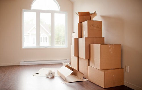 Experienced movers navigating a Brixton property with secure item handling