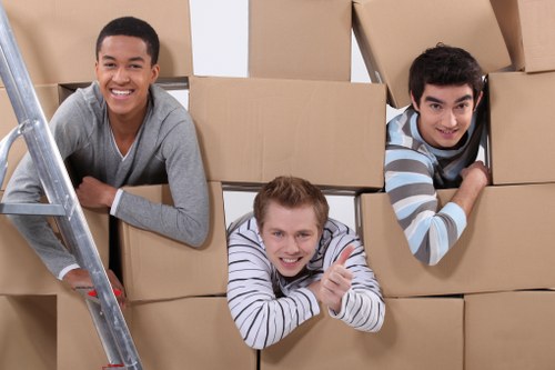Packed student belongings ready for collection during a Brixton house move